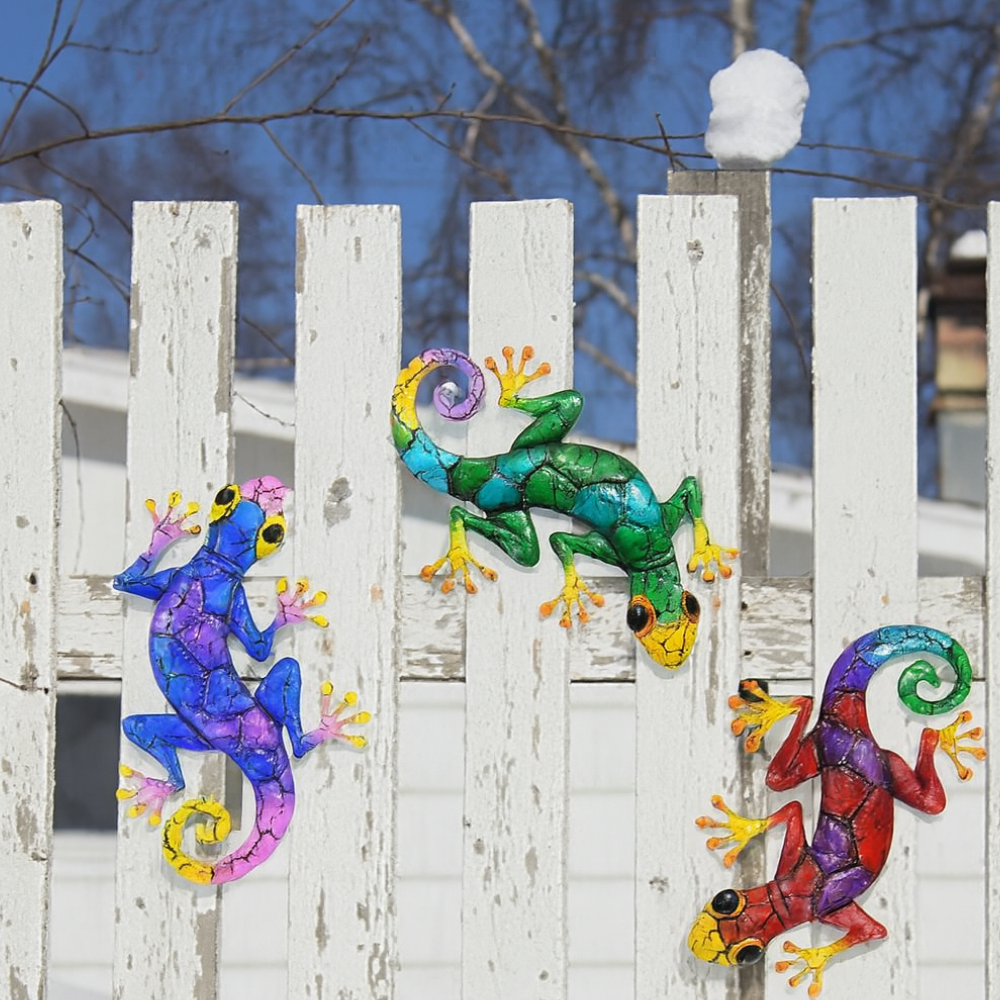 Décoration de Jardin Gecko en Métal