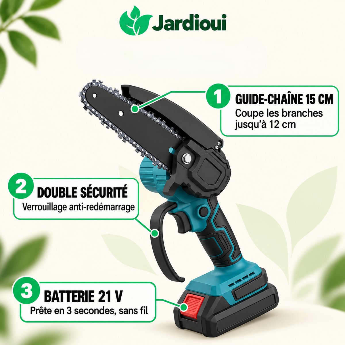 Tronçonneuse Électrique Portable – Taillez Branches et Arbustes Sans Effort