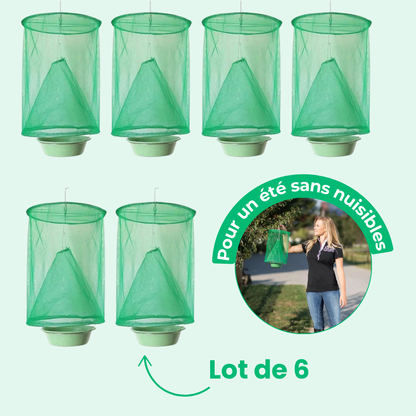 Jardioui 6 Pièges (7.48€/Pcs) Piège à mouches Suspendu d'Extérieur Ultra Efficace
