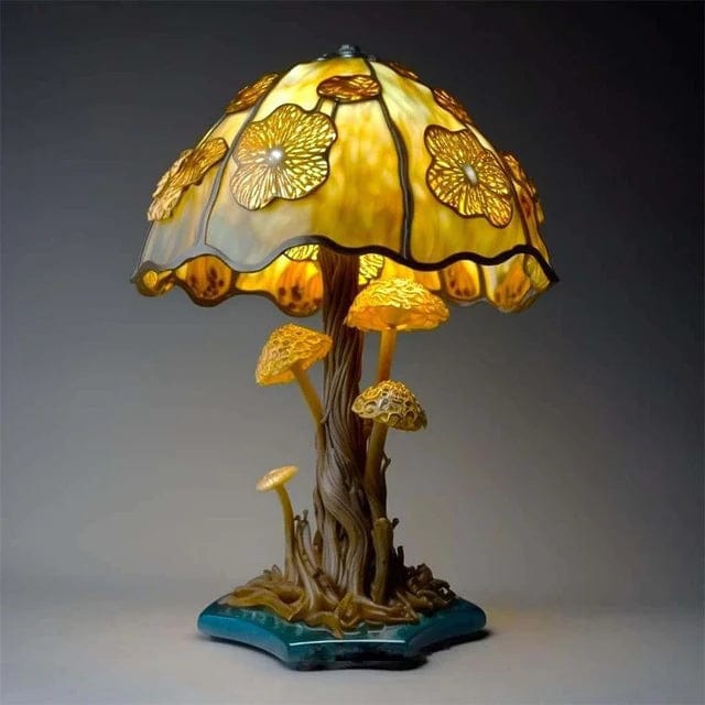 Jardioui Champignon-doré Lampe de Table Champignon Mystique