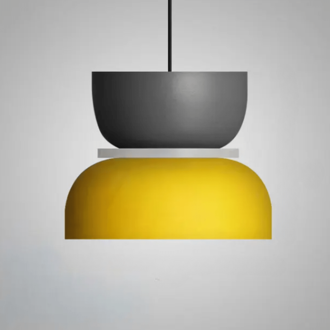 Jardioui Jaune Gris Suspension Luminaire LED Colorée Grand Format