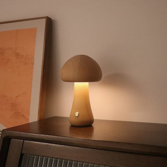 Jardioui Lampe Champignon en Bois Massif