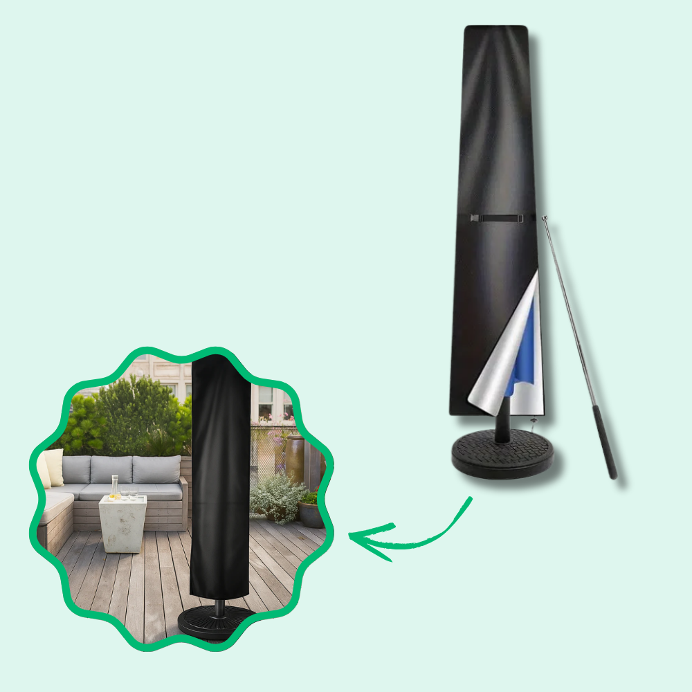 Jardioui Noir / S (170cm - Parasols droits) Housse Protectrice Intégrale Anti-UV pour Parasol