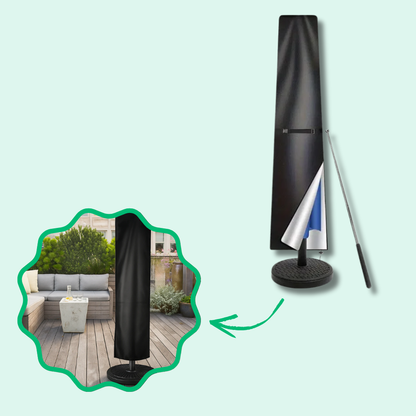 Jardioui Noir / S (170cm - Parasols droits) Housse Protectrice Intégrale Anti-UV pour Parasol