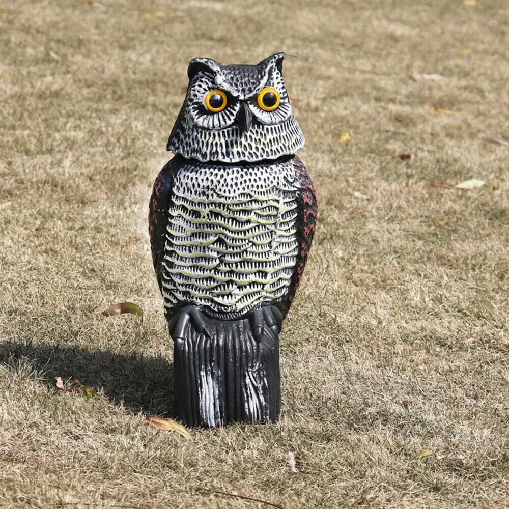 Jardioui Répulsif d'Oiseaux Réaliste Hibou Rotatif