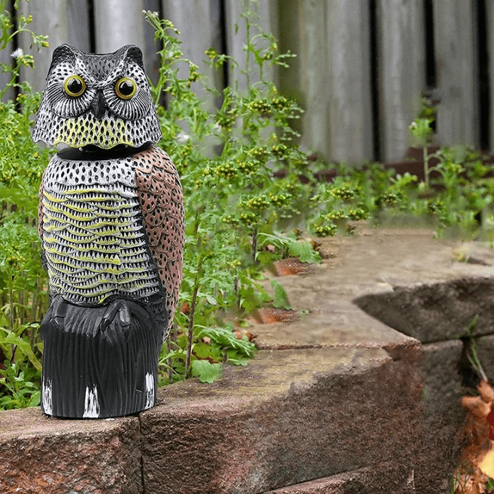 Jardioui Répulsif d'Oiseaux Réaliste Hibou Rotatif