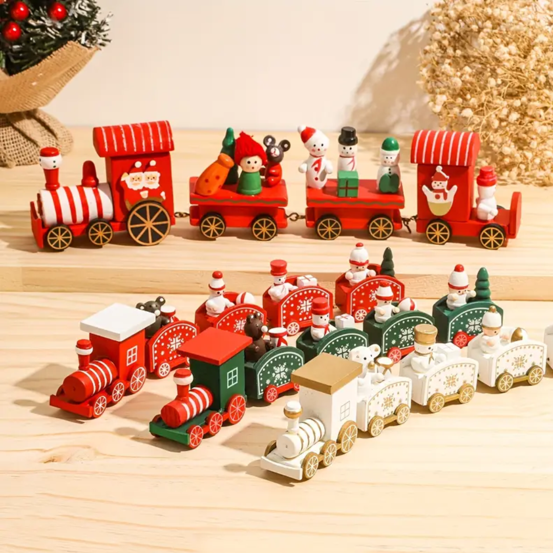 Jardioui Train de Noël Miniature Coloré