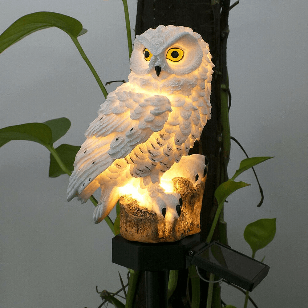 frJardioui Blanc Lumière Solaire en Forme de Chouette Pour Jardin