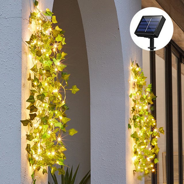 frJardioui Guirlande Solaire Grimpante / 2M 20LED Guirlande Solaire Feuilles de Lierre